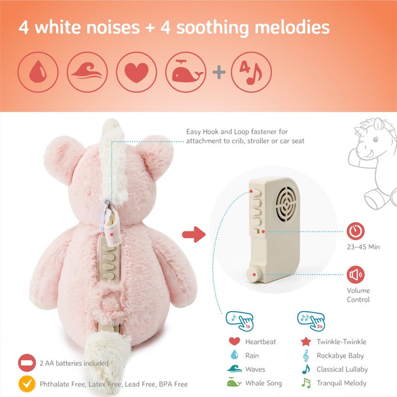 Cloud b Sound Machine with White Noise Soothing Sounds | Cuddly Stuffed Animal | Adjustable Settings and Auto-Shutoff | Ella The Unicorn - Image 5